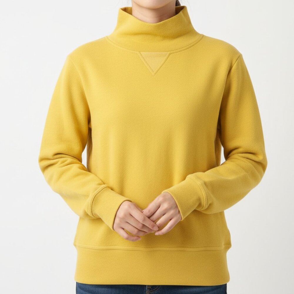 Madewell Yellow mustard Cotton Mock Neck Sweatshirt Pullover – NWOT‎ Small